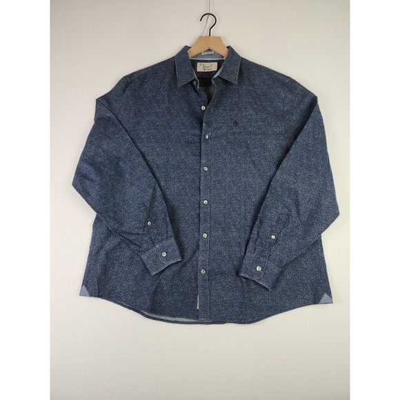 Original Penguin Button Down Casual Long Sleeve Shirt Blue Mens XXL Slim Fit - Picture 1 of 15